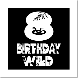 8th Birthday Wild Kid 8 Years Old Zoo Theme Animal Party graphic Posters and Art